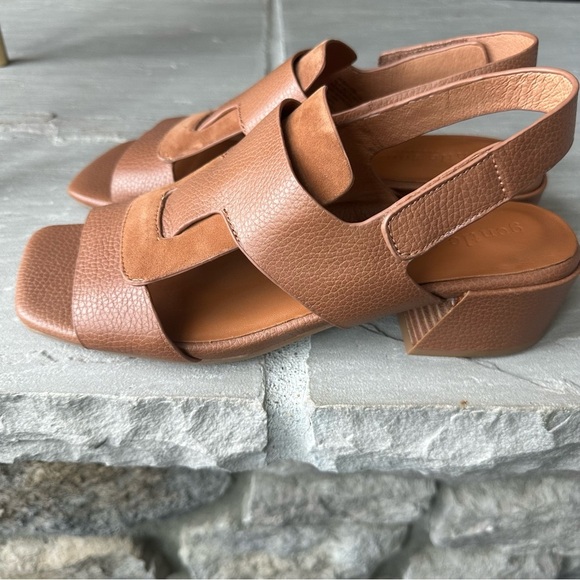 Gentle Souls Park Interlock Conac Suede Leather‎ Sandal Brown, SZ 10 Chunky Heel - Picture 2 of 8